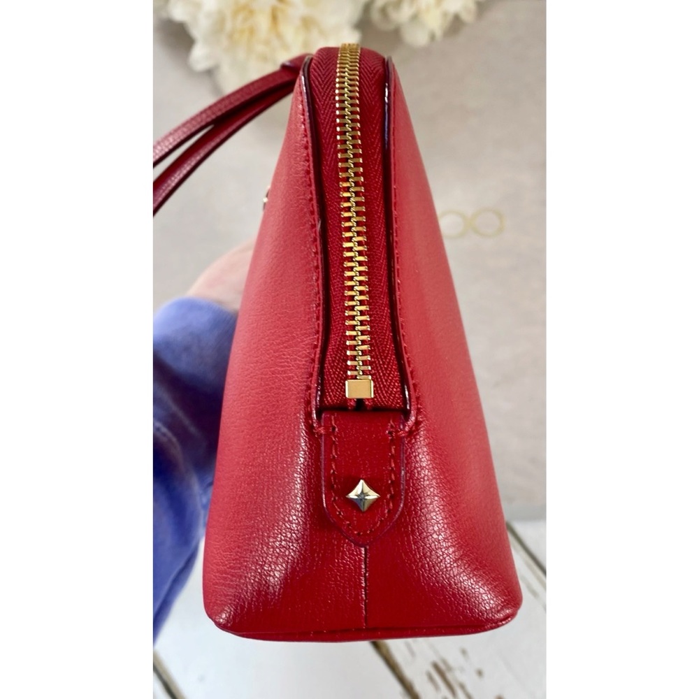 Jimmy Choo Red Saffiano Leather Cosmetic Bag - Picture 6 of 12